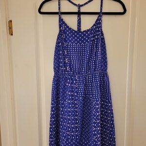 Soprano Purple/White Print Dress, short, size L